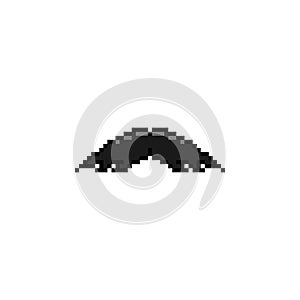 Black moustache sticker pixel art isolated photo