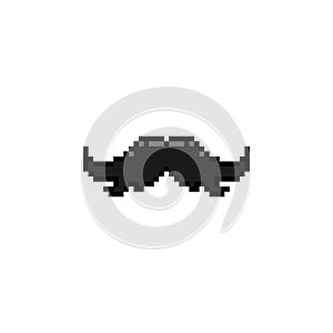 Black moustache sticker pixel art vector photo