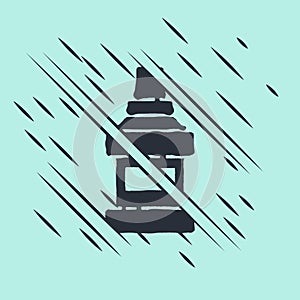 Black Mouthwash plastic bottle icon isolated on green background. Liquid for rinsing mouth. Oralcare equipment. Glitch