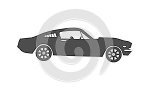 Black moving car icon isolated on white background