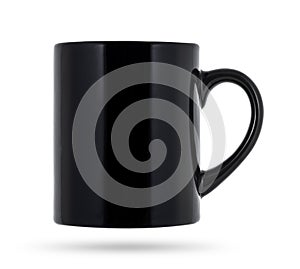 Black mug for coffee or tea isolated on white background