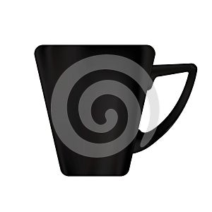 Black mug cup isolated on white background. Cup coffee