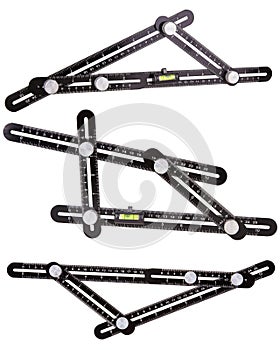 Black multi function Ruler isolated on white background.