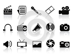 Black multimedia icons set