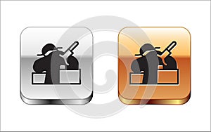 Black Murder icon isolated on white background. Body, bleeding, corpse, bleeding icon. Concept of crime scene. Silver