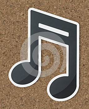 Black music note icon isolated