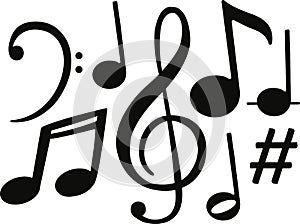 Black music notes symbols vector