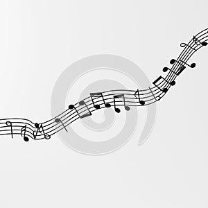 Black music notes with white background, 3d rendering