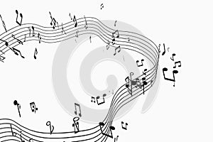 Black music notes with white background, 3d rendering