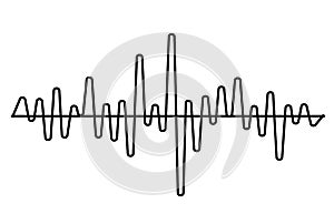 Black music sound waves. Audio technology, musical pulse. Vector object for design, mockup.