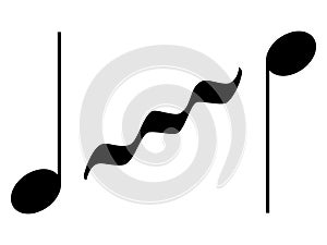 Black music symbol of Glissando or Portamento photo