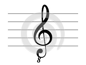Black music symbol of octave clef on ledger lines photo