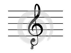Black music symbol of octave clef on staff lines photo