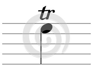 Black music symbol of Trill on ledger lines