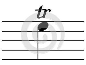 Black music symbol of Trill on staff lines