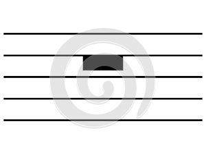 Black music symbol of Whole note rest on staff lines