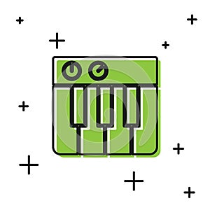 Black Music synthesizer icon isolated on white background. Electronic piano. Vector
