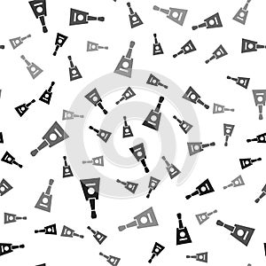Black Musical instrument balalaika icon isolated seamless pattern on white background. Vector