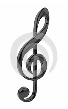 Black musical note 3D. Icon isolated