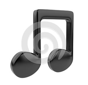 Black musical note 3D. Icon isolated on white