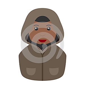 Black Mysterious Man with Hood Avatar Icon