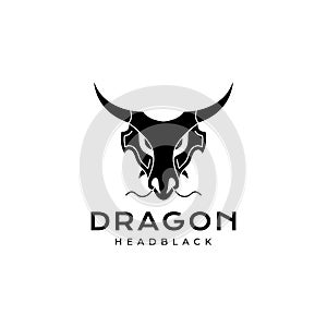 Black myth dragon with horn logo design