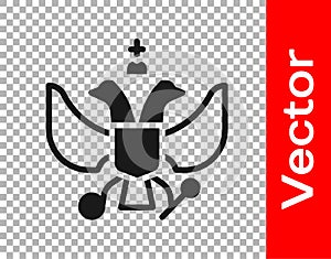 Black National emblem of Russia icon isolated on transparent background. Russian coat of arms two-headed eagle. Vector
