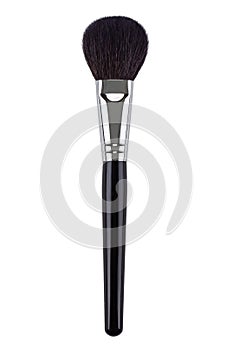 Black natural powder makeup brush. Isolated. White background