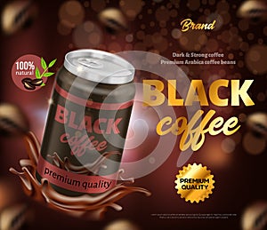 Black Natural Premium Quality Coffee Ad Banner