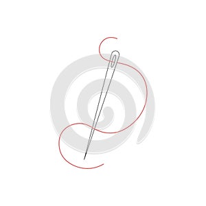 Black needle and red thread. Logo design.
