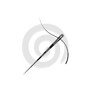 Black needle and thread icon vector illustration
