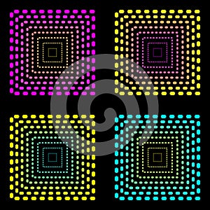 Black and Neon pattern with geometric pattern of squares