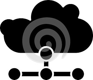 Black Network cloud connection icon isolated on white background. Social technology. Cloud computing concept. Vector