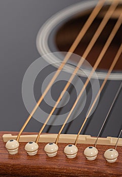 Black new guitar strings closeup