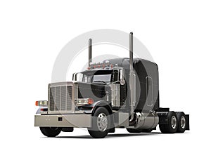 Black new shiny long haul truck