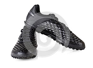 Black new sneakers running shoes isolated on white background