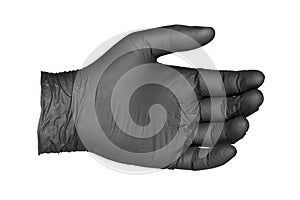 Black nitrile glove isolated on white background