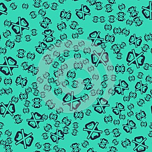 Black No cell phone icon isolated seamless pattern on green background. No talking and calling sign. Cell prohibition