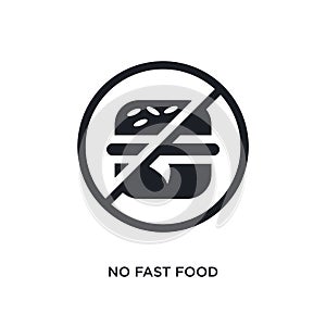 black no fast food isolated vector icon. simple element illustration from traffic signs concept vector icons. no fast food