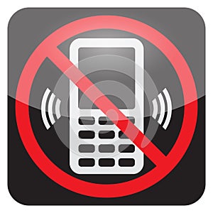 Black no phone sign. Prohibition of cellphone use. Vector illustration with warning symbol. Forbidden mobile communication icon