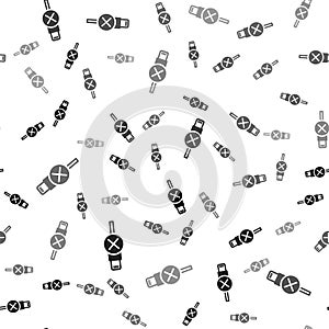 Black No usb cable cord icon isolated seamless pattern on white background. Connectors and sockets for PC and mobile