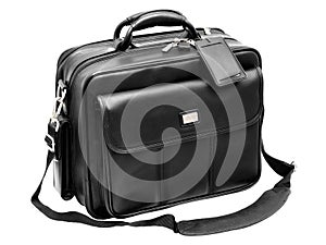 Black notebook bag isolated on white background