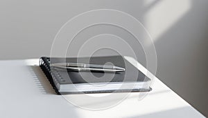 Black Notebook with Silver Pen