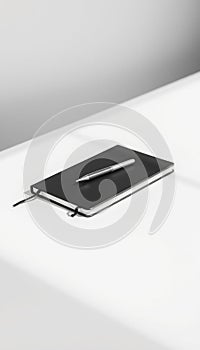 Black Notebook with Silver Pen