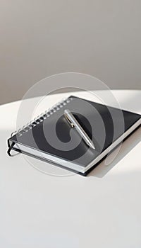 Black Notebook with Silver Pen