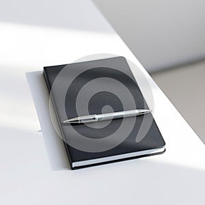 Black Notebook with Silver Pen