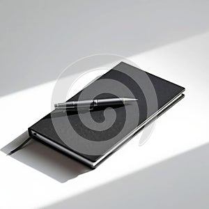 Black Notebook with Silver Pen