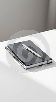 Black Notebook with Silver Pen