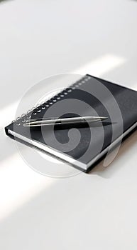 Black Notebook with Silver Pen