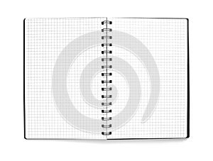 Black Notepad with a checkered sheets on white background.